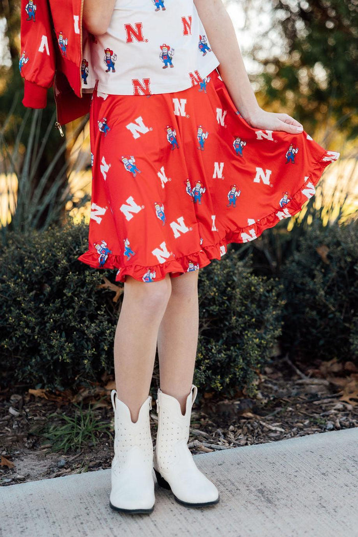 Nebraska Red Herbie Husker Twirl Skort-Mila & Rose ®