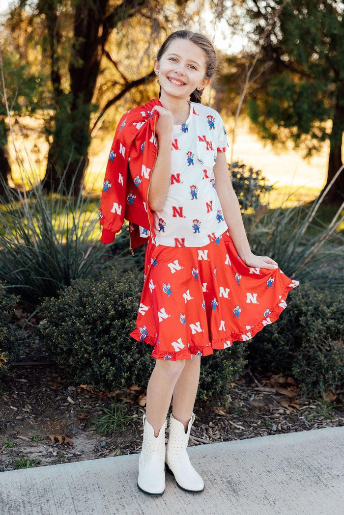 Nebraska Red Herbie Husker Twirl Skort-Mila & Rose ®