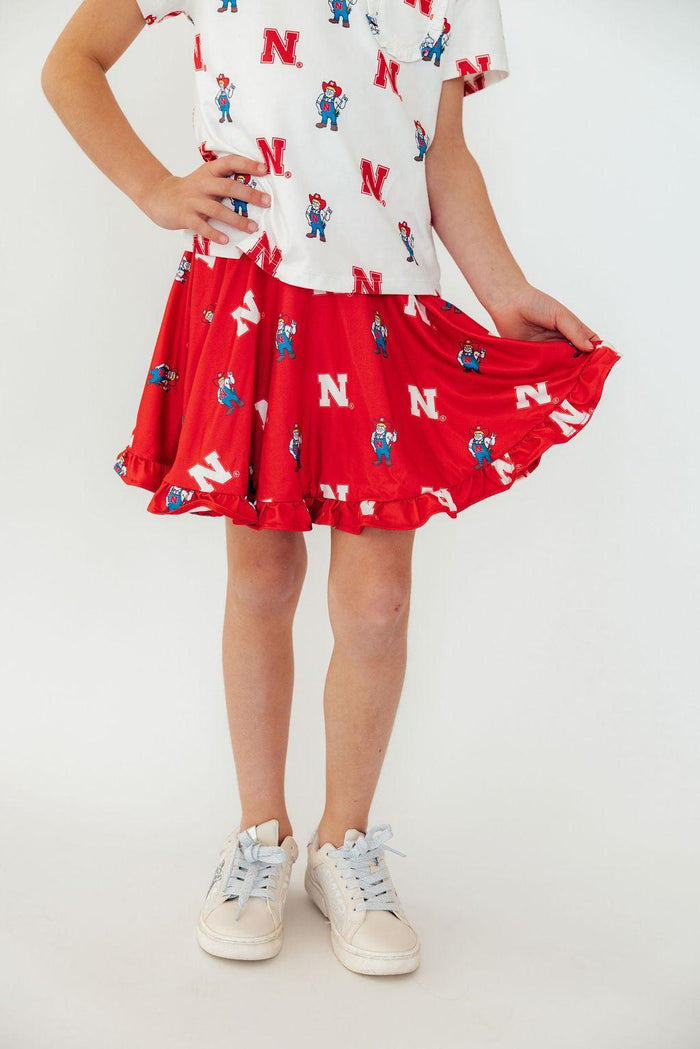 (S) Nebraska Red Herbie Husker Twirl Skort-Mila & Rose ®