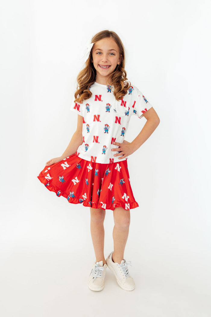 (S) Nebraska Red Herbie Husker Twirl Skort-Mila & Rose ®