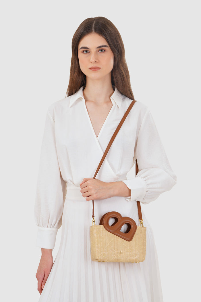 Nina Wicker Straw Bag - Brown