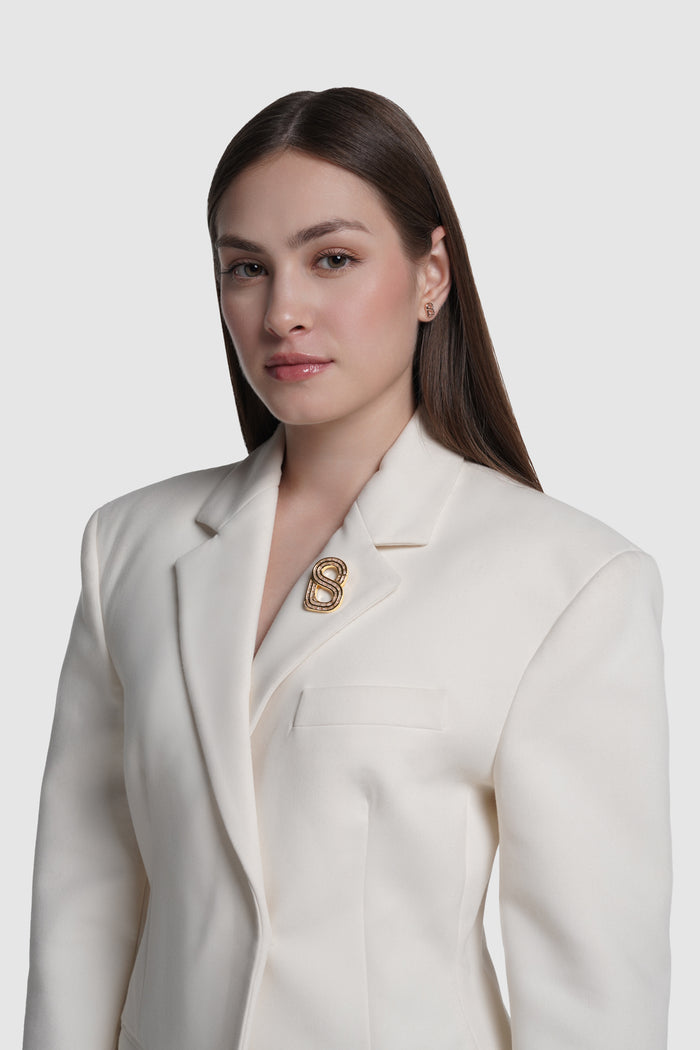 noelle brooch in gold by buttonscarves on blazer