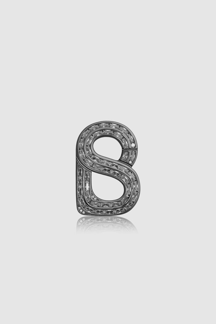 noelle brooch in hematite by buttonscarves front view