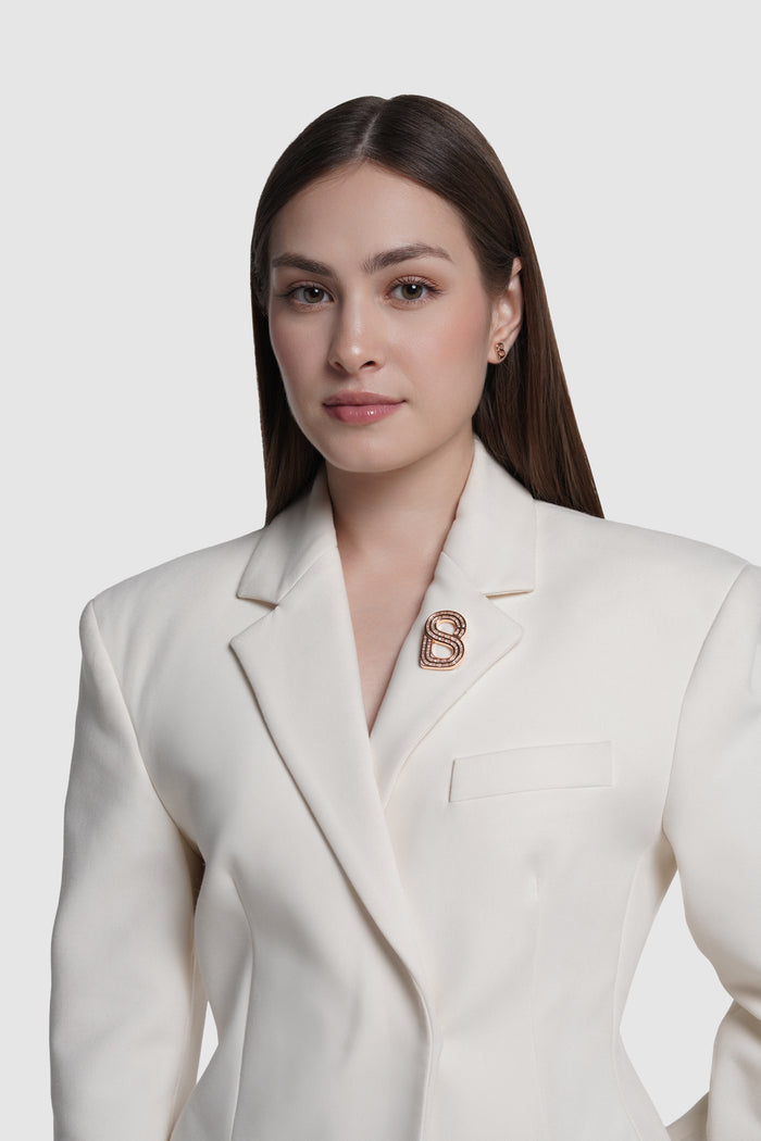 noelle brooch in rose gold by buttonscarves on blazer