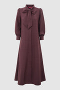 Noura Bow Dress - Deep Maroon
