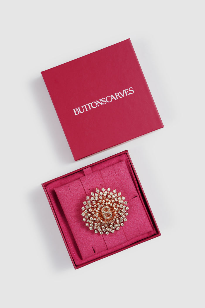 noura brooch in rose gold by buttonscarves