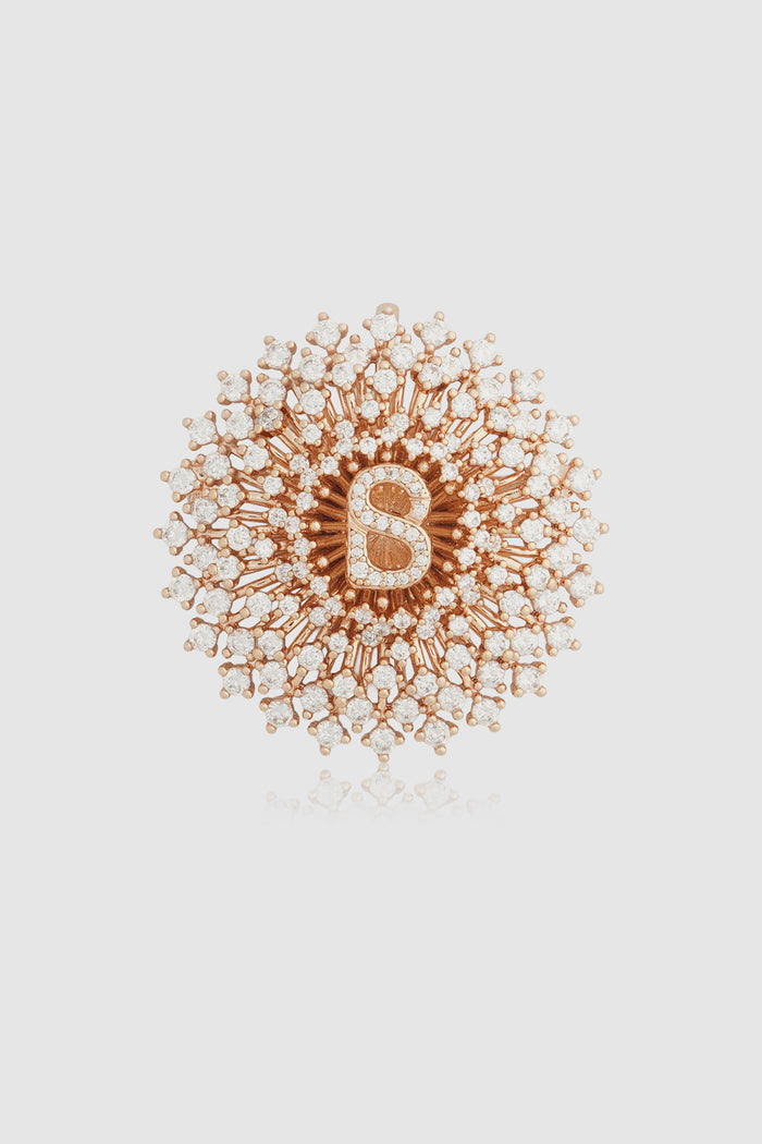 noura brooch in rose gold by buttonscarves front view