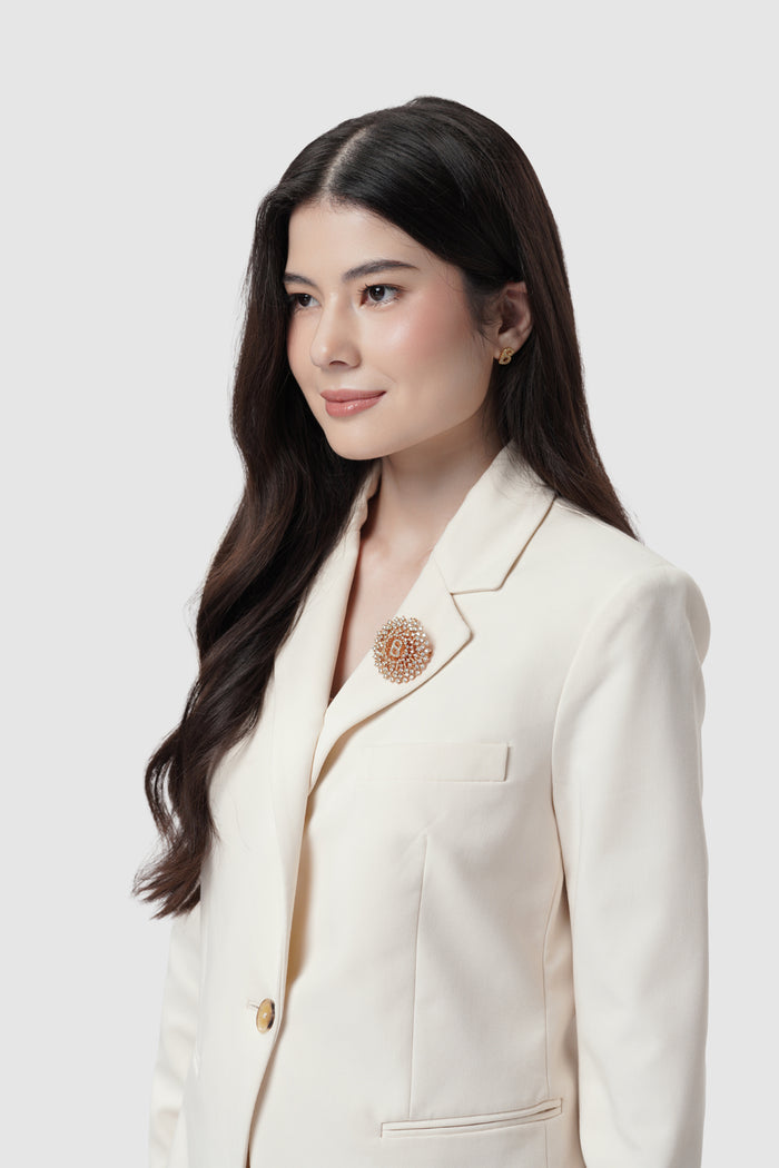 noura brooch in rose gold by buttonscarves on blazer
