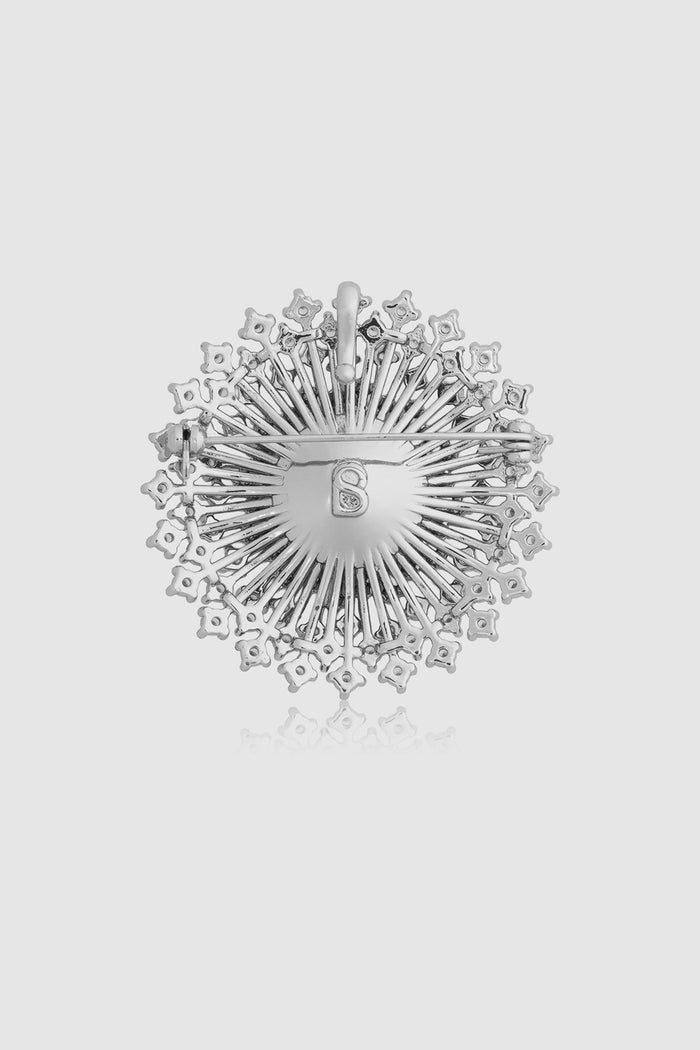 noura brooch in silver by buttonscarves back view