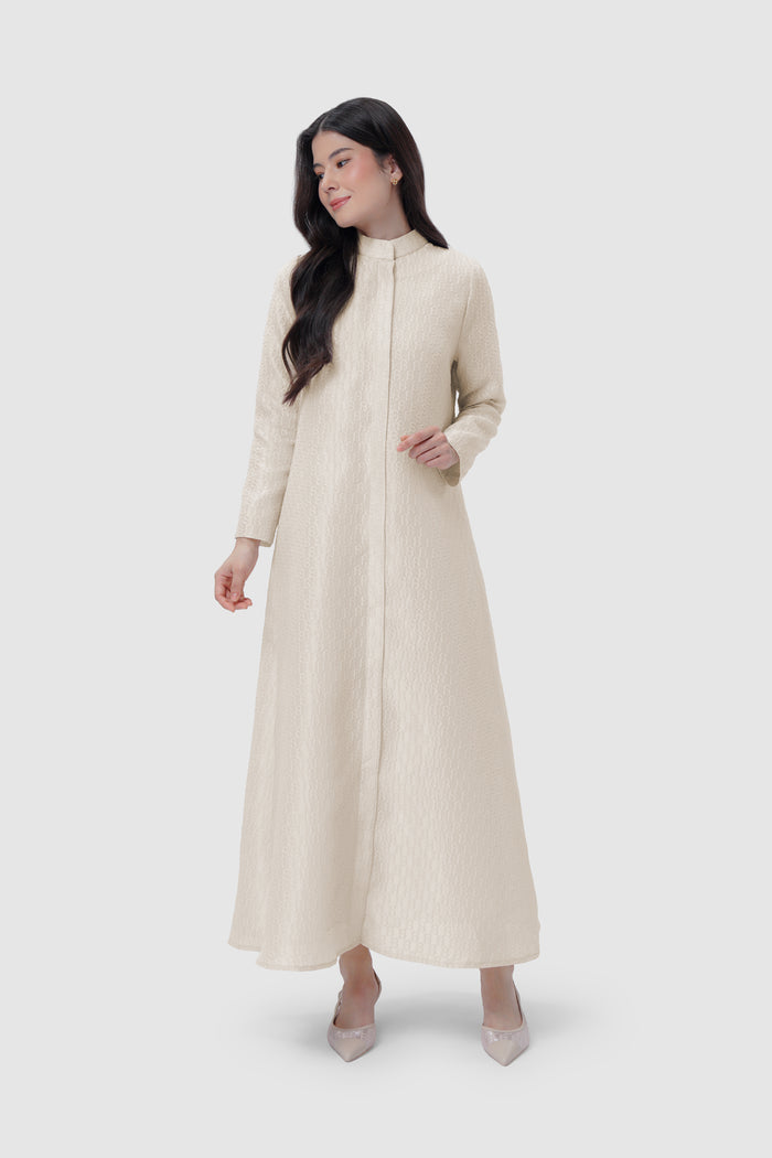 Noura Jacquard Dress - Beige