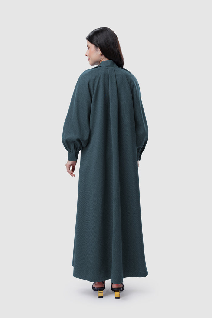 Noura Pleated Dress - Deep Teal