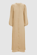 noura puff dress in pebble by buttonscarves