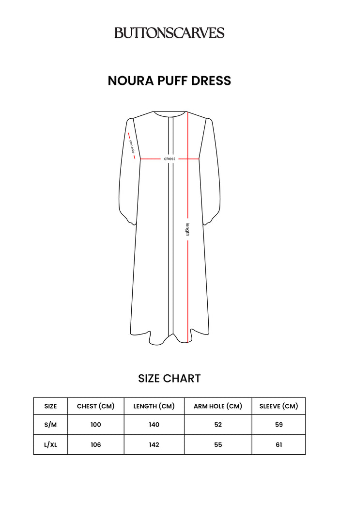 noura puff dress in pebble by buttonscarves size chart