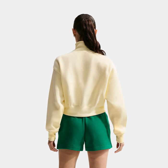 NSW Phoenix Fleece Quarter Zip Cropped Womens Sweatshirt (Alabaster/Sail)