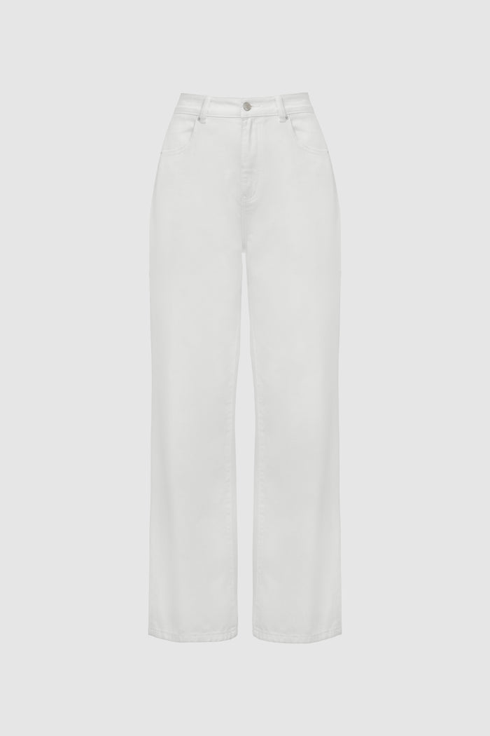 olivia denim pants in white by buttonscarves