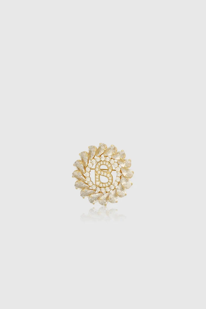 orien brooch in gold by buttonscarves front view