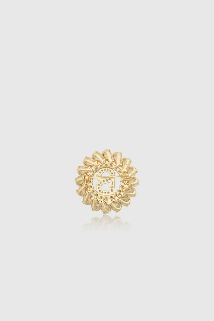 orien brooch in gold by buttonscarves back view