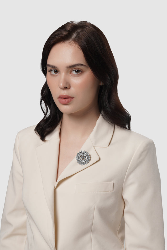 orien brooch in hematite by buttonscarves on blazer