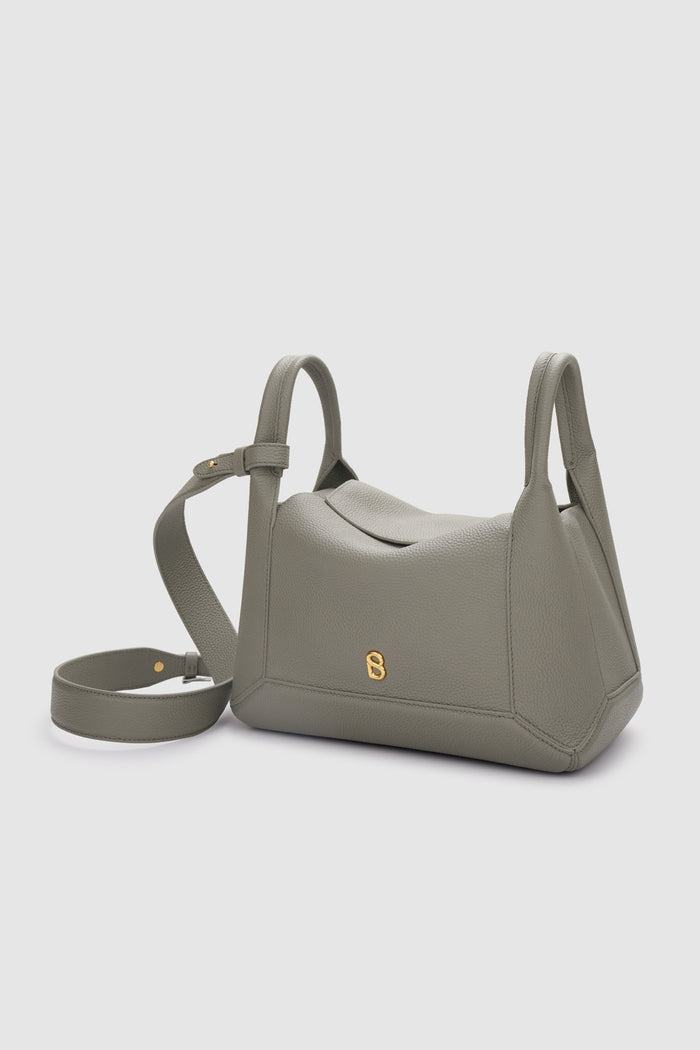 origa flex shoulder bag in fog by buttonscarves front view