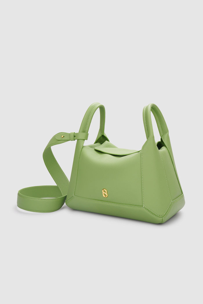 origa flex shoulder bag in moss by buttonscarves front view