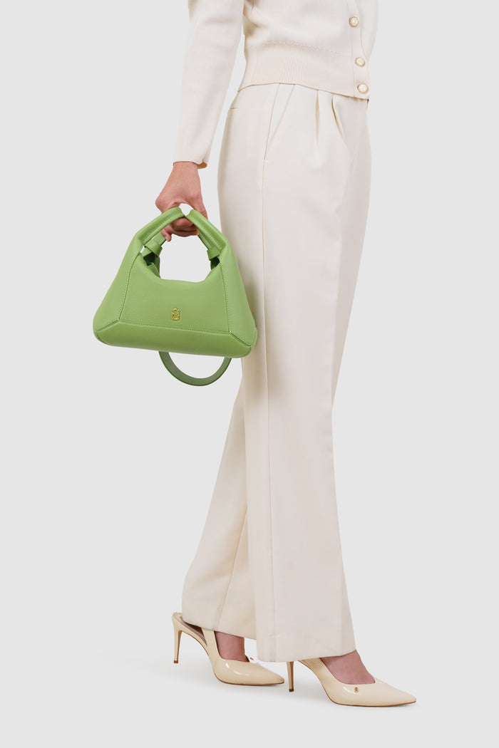 origa flex shoulder bag in moss by buttonscarves hand carried style