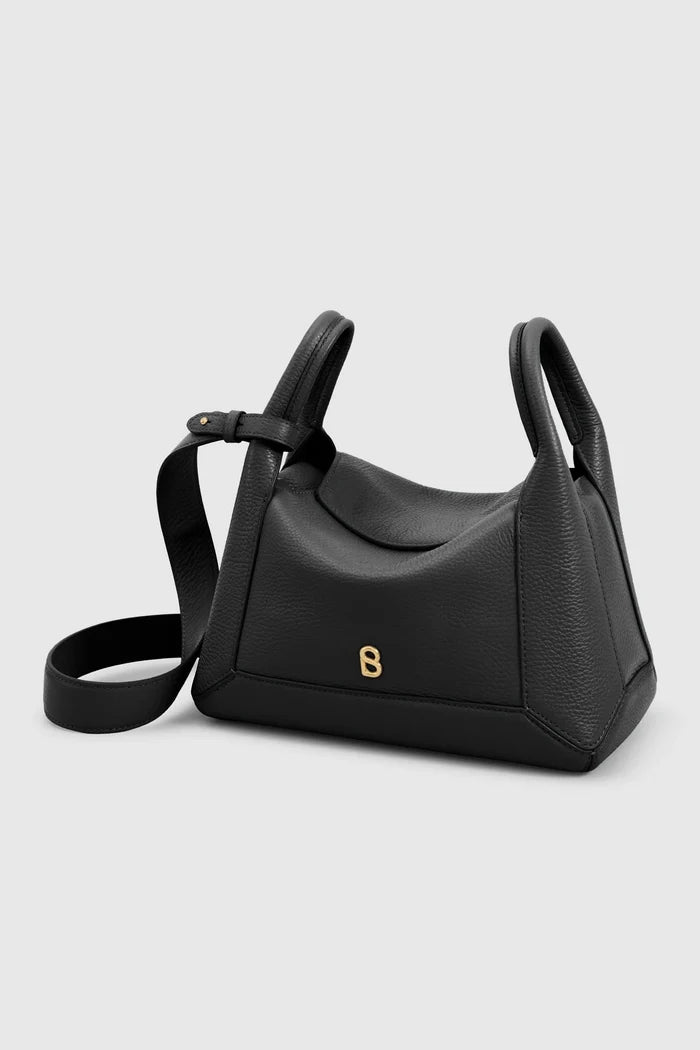 origa flex shoulder bag medium in black by buttonscarves front view