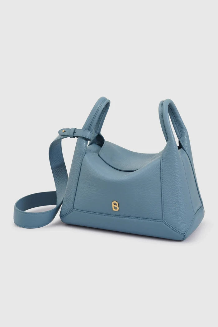 origa flex shoulder bag medium in blue fairy by buttonscarves front view