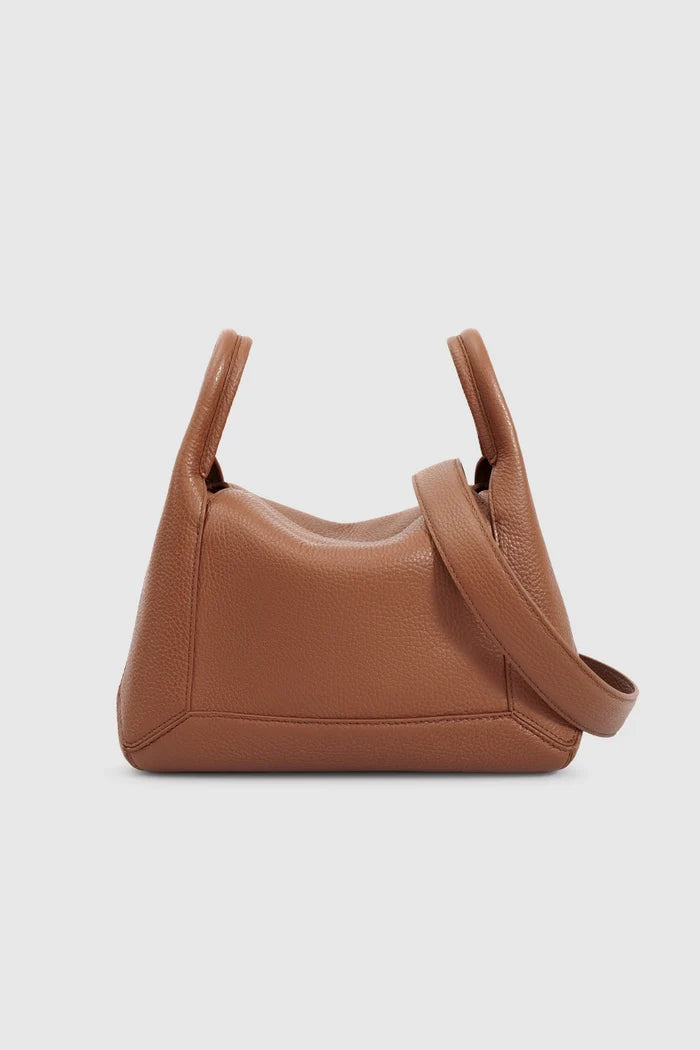 origa flex shoulder bag medium in caramel by buttonscarves back view