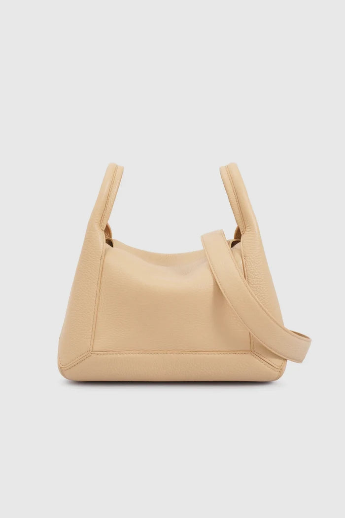 origa flex shoulder bag medium in champagne by buttonscarves back view