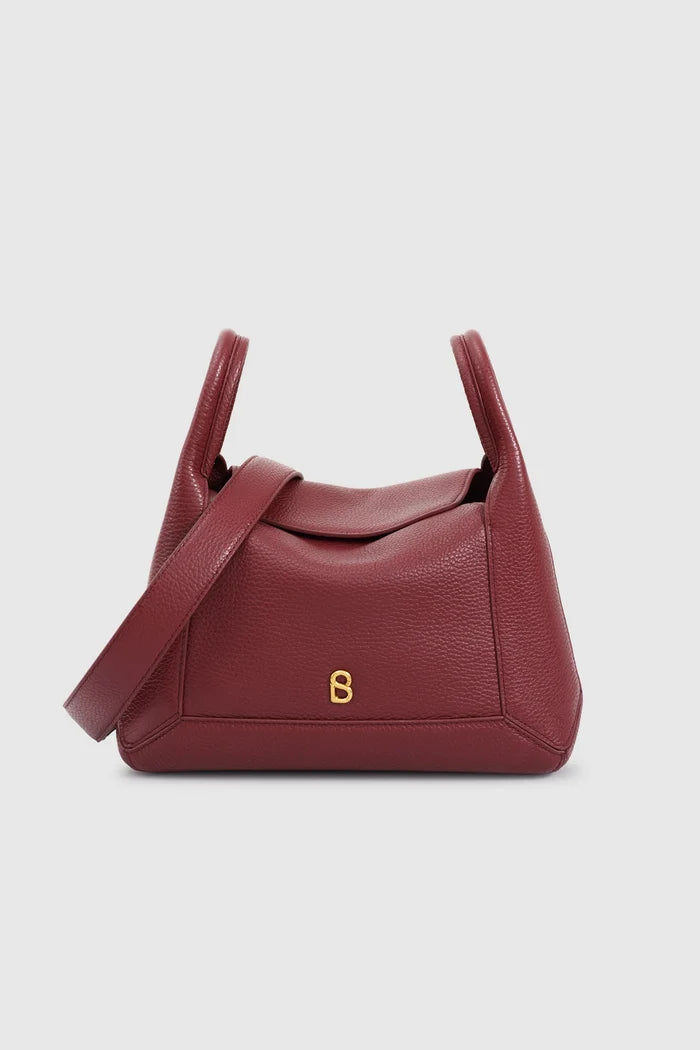 origa flex shoulder bag medium in cranberry by buttonscarves