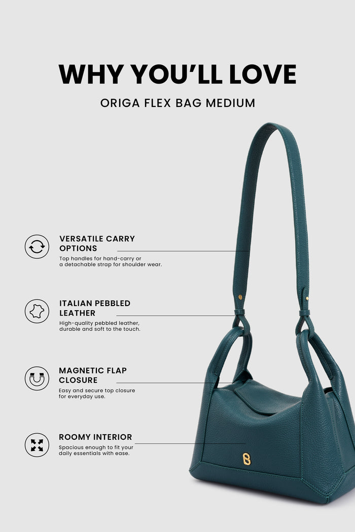 origa flex shoulder bag medium in jeans by buttonscarves feature overview