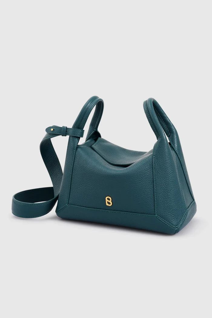 origa flex shoulder bag medium in jeans by buttonscarves front view