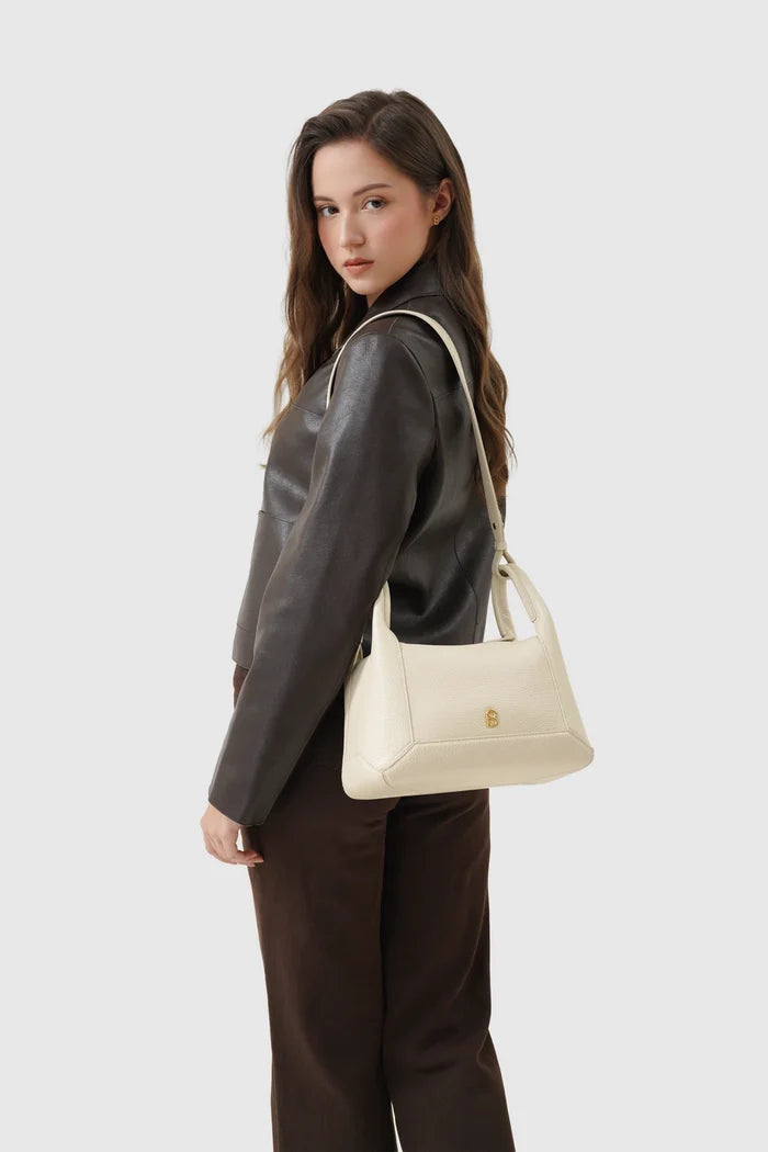 origa flex shoulder bag medium in lamb by buttonscarves carried on shoulder