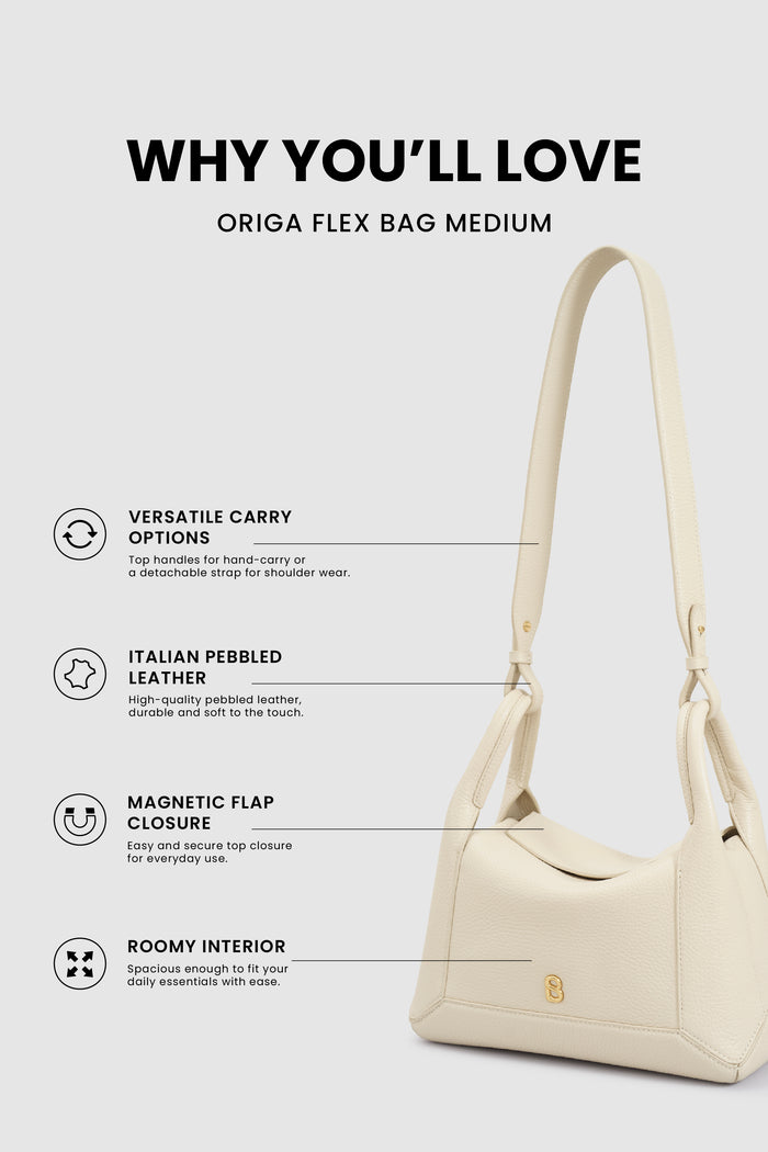 origa flex shoulder bag medium in lamb by buttonscarves feature overview
