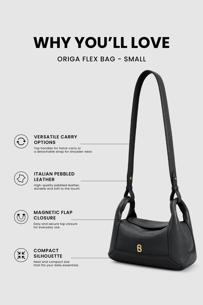 origa flex shoulder bag small in black by buttonscarves feature overview