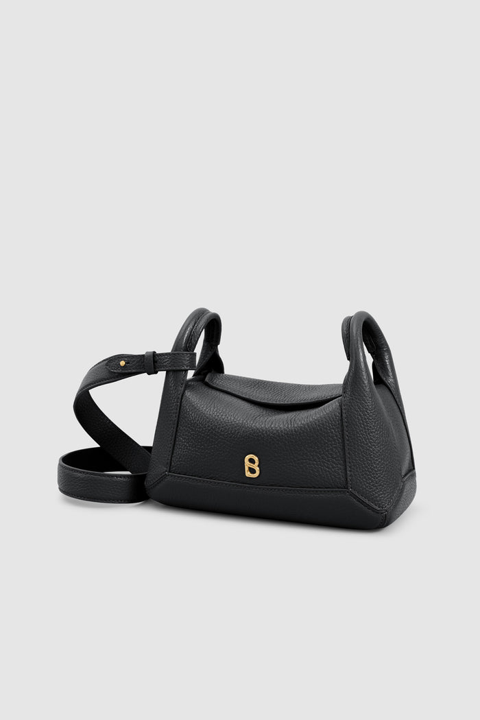origa flex shoulder bag small in black by buttonscarves front view