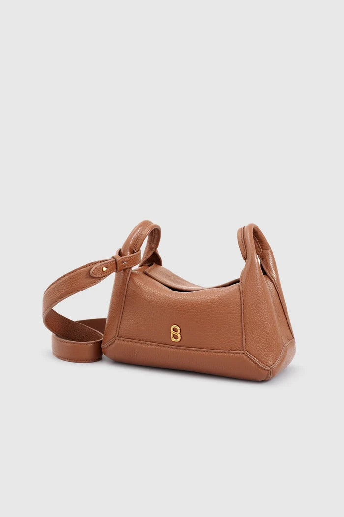 origi flex shoulder bag small in champagne by buttonscarves front view