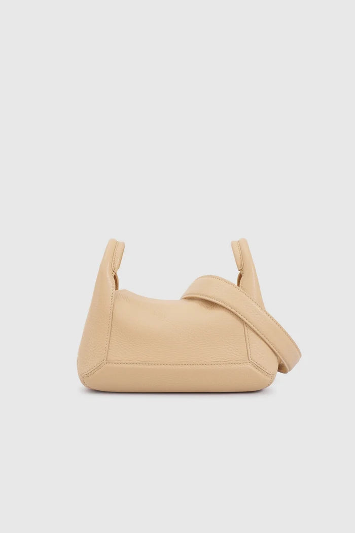 origa flex shoulder bag small in champagne by buttonscarves back view