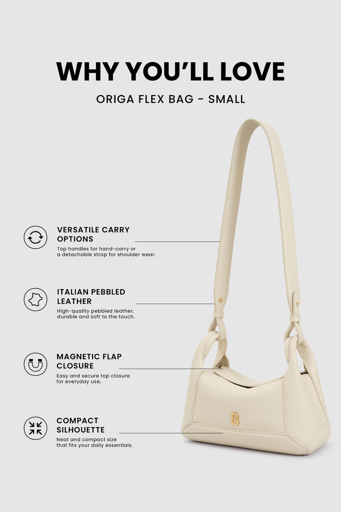 origa flex shoulder bag small in lamb by buttonscarves feature overview