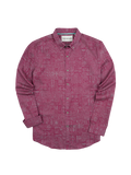 Blue cotton Tencel poplin long-sleeve shirt, solid color, laid flat on white background.