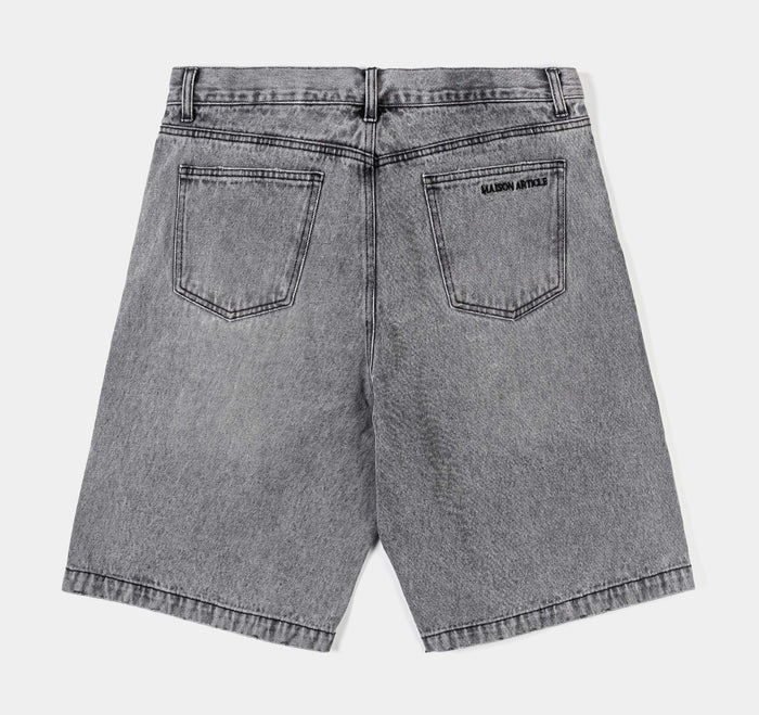 Paint Denim Washed Mens Shorts (Black/Gray)
