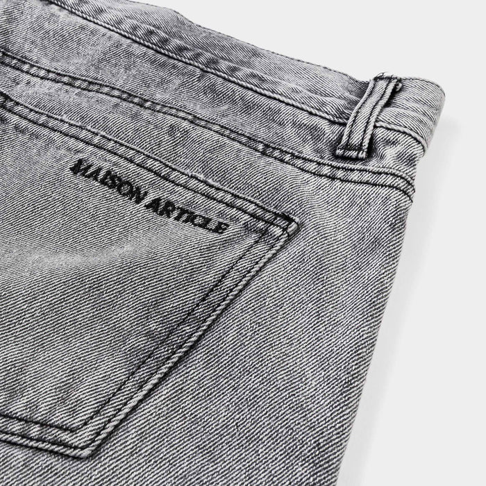 Paint Denim Washed Mens Shorts (Black/Gray)