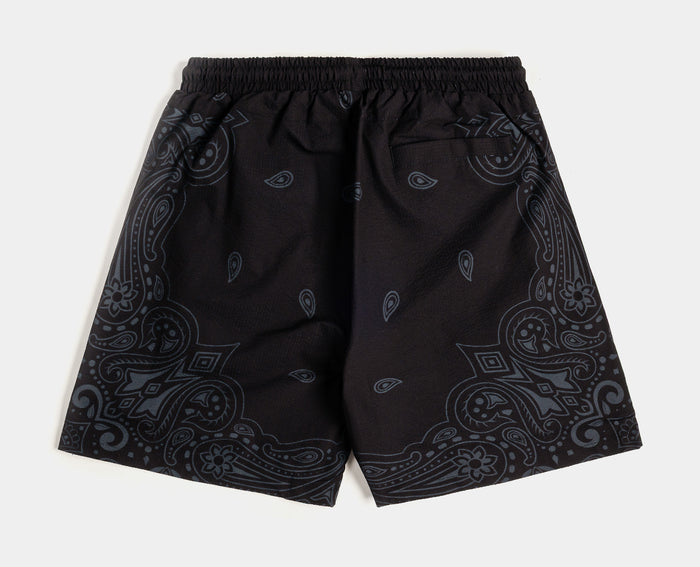Paisley Gingham Mens Shorts (Black/Grey)