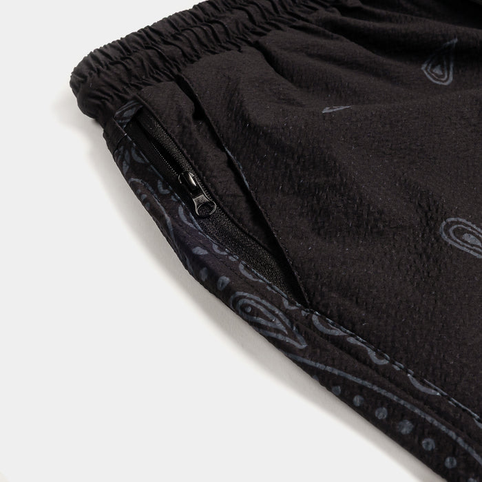 Paisley Gingham Mens Shorts (Black/Grey)