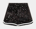Paisley Mesh Striped Mens Shorts (Brown/White)