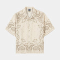 Paisley Seersucker Mens Short Sleeve Shirt (Beige)