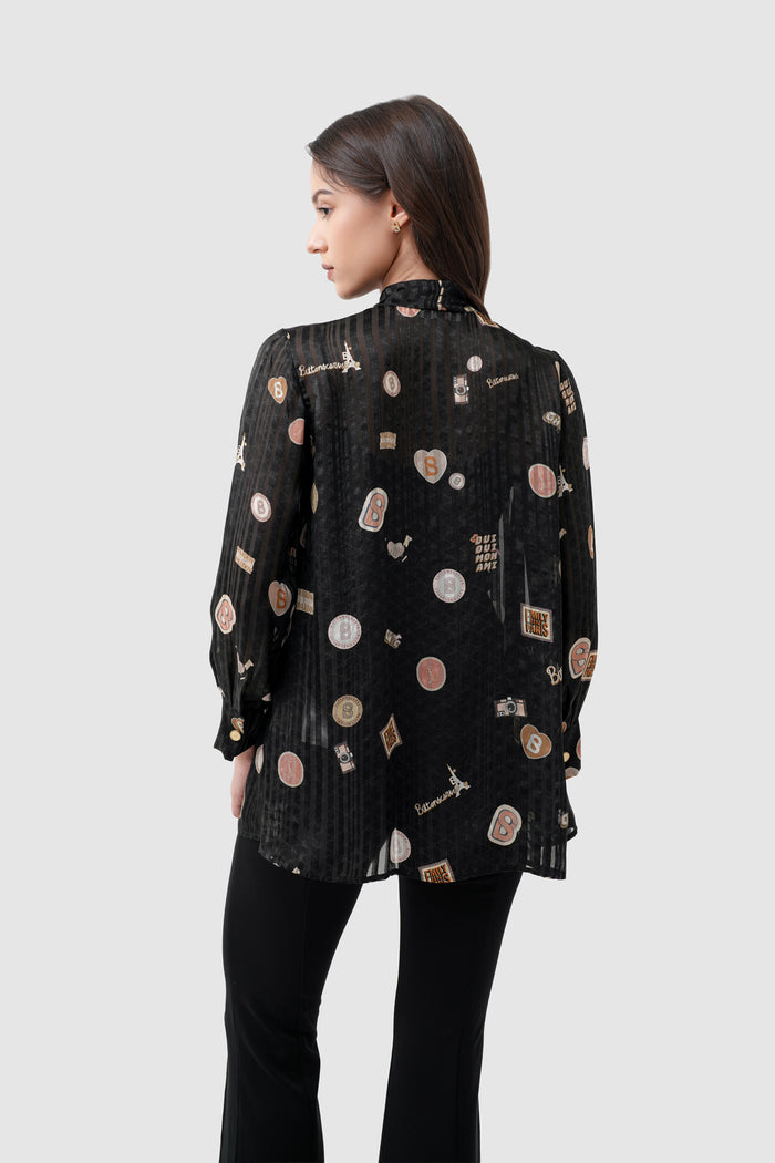 Parisian Bow Tie Shirt - Black