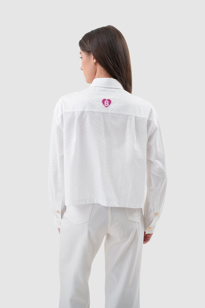 Parisian Embroidery Crop Shirt - White