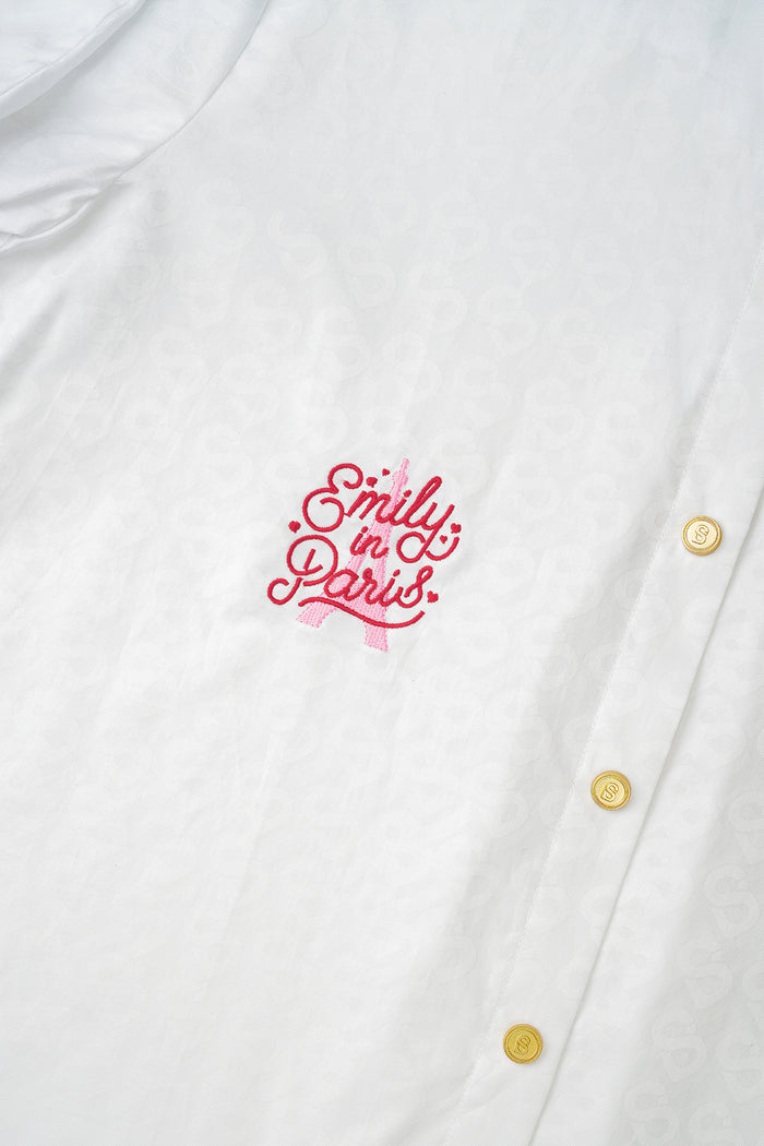 Parisian Embroidery Oversized Shirt - White