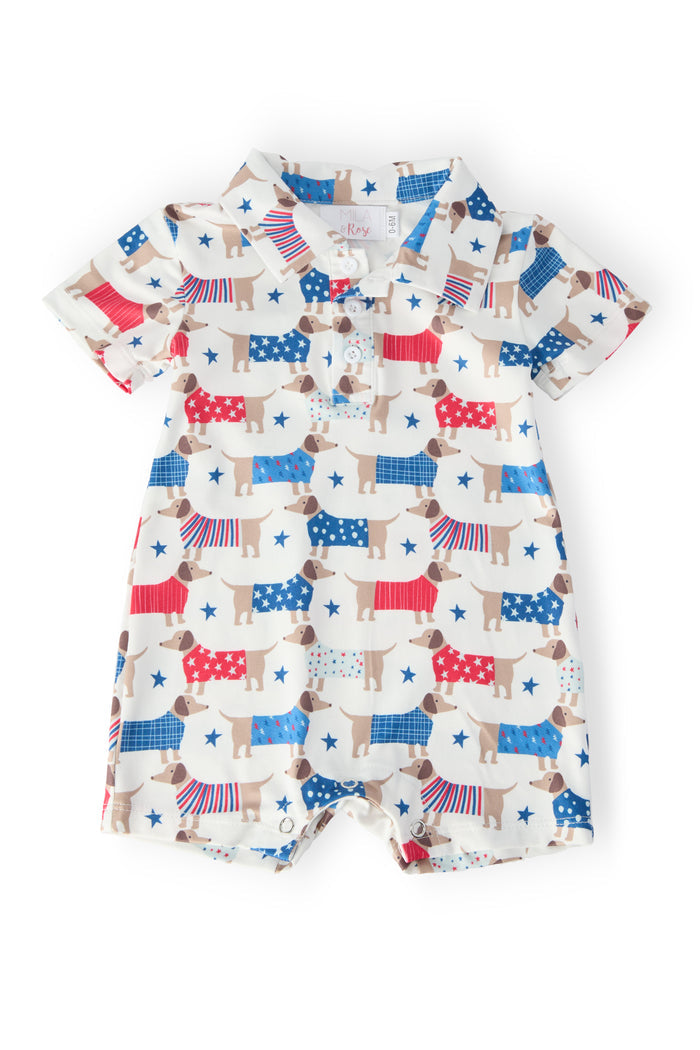 Patriotic Pups Polo Shorty One-Piece-Mila & Rose ®